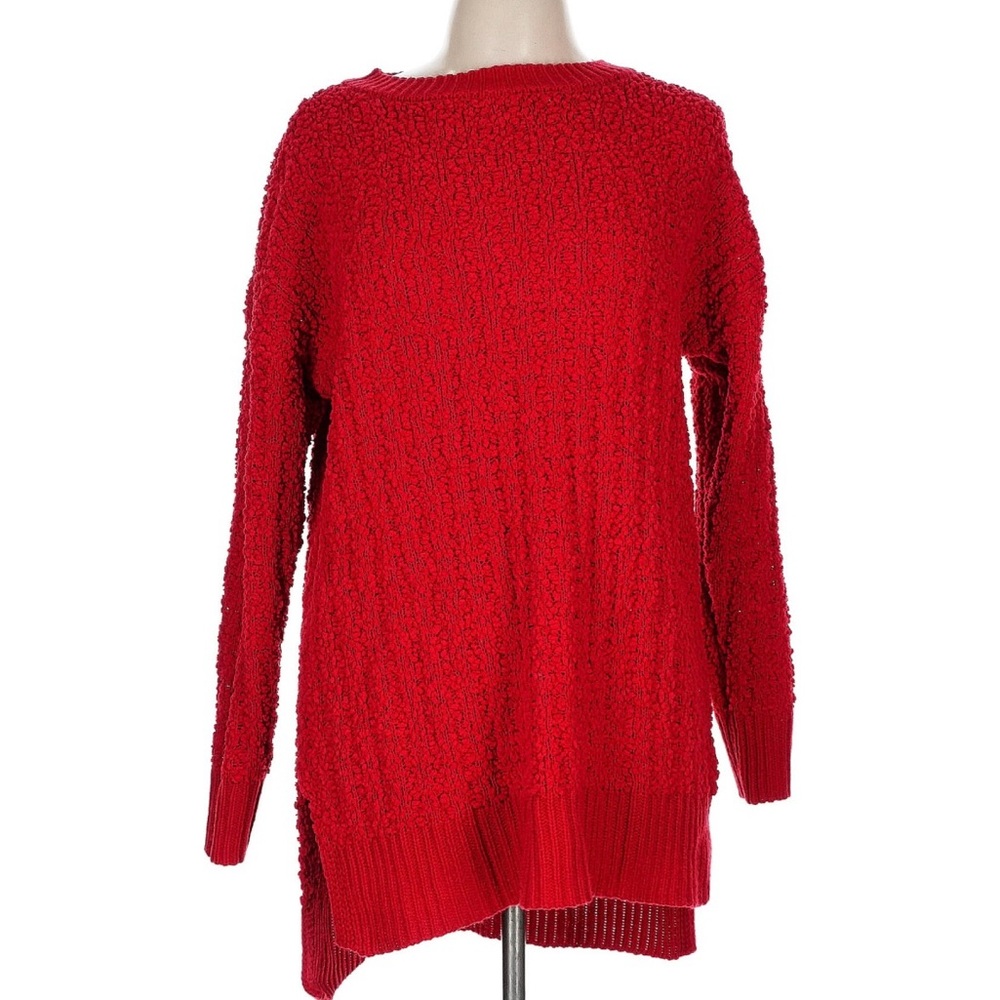 Zenana Premium Red Women's Oversized Popcorn Sweater Large
